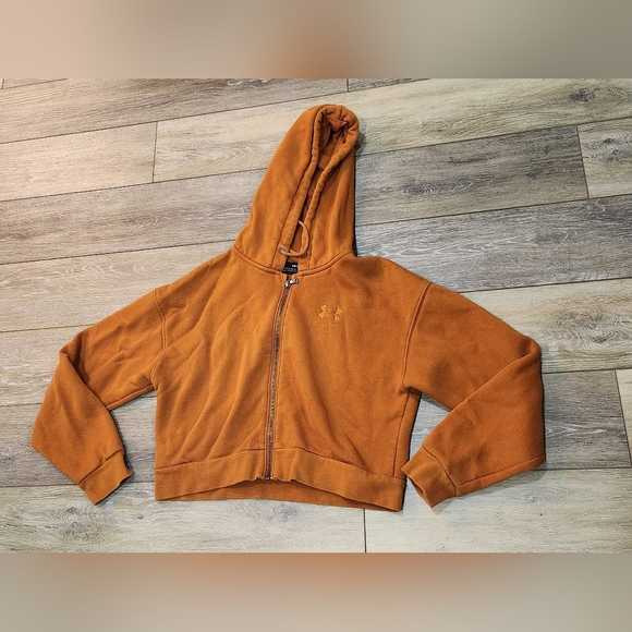 Under Armour Sweaters - Under Armour Burnt Orange Crop Zip-Up Hoodie Size Small